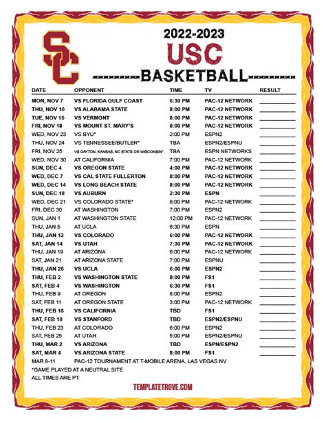 usc basketball schedule|More.